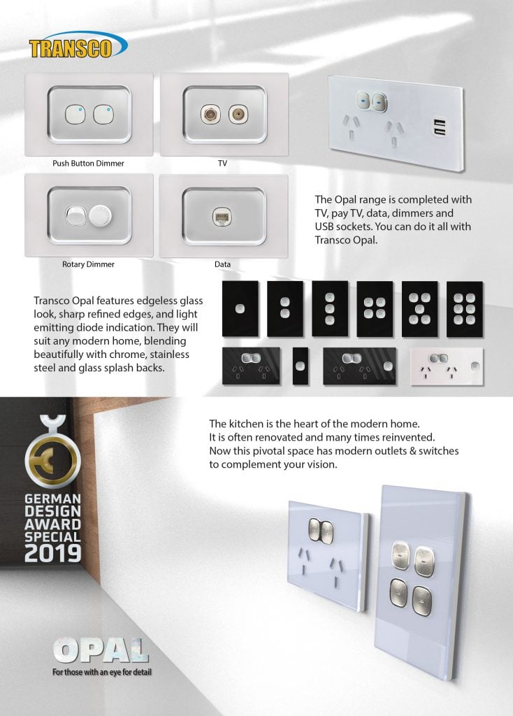 Transco Opal Glass look Outlets and Switches
