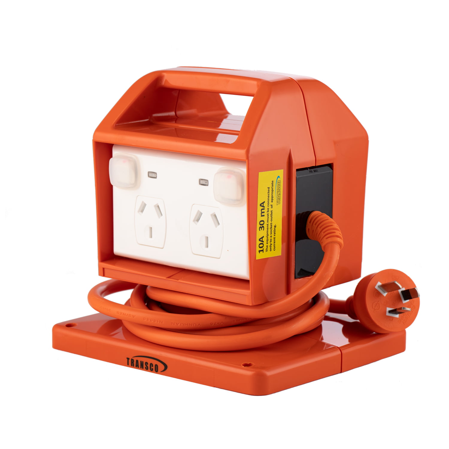 RCBO Protected Weatherproof IP53 RCDMCB Portable Power Outlet Class H